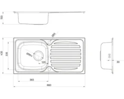 CENTA Spüle RIGIL 860 x 435 mm edelstahl