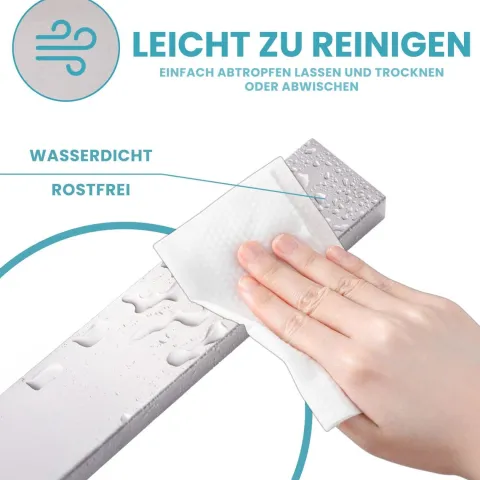 CHEFGASTRO Magnetleiste magnetische Messerleiste Messerhalter aus Stahl | HxBxT 4x40x1,6cm | Inkl. 3 silberne Haken | Silber | extra stark magnetischer Messerstreifen zum Kleben oder Schrauben