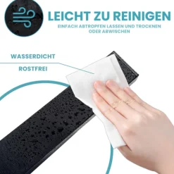 CHEFGASTRO Magnetleiste magnetische Messerleiste Messerhalter aus Metall | HxBxT 4x40x1,5cm | Inkl. 3 schwarze Haken | Schwarz | extra stark magnetischer Messerstreifen zum Kleben oder Schrauben