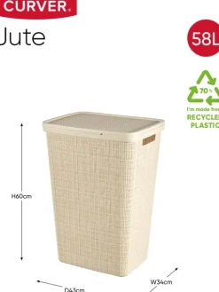 Curver Wäschekorb Jute mit Deckel - 2er Set