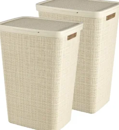 Curver Wäschekorb Jute mit Deckel - 2er Set