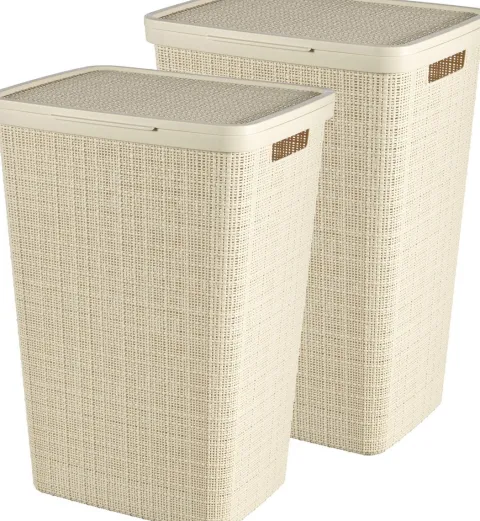 Curver Wäschekorb Jute mit Deckel - 2er Set