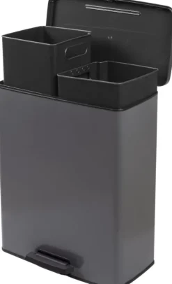 Curver Deco Bin Duo Mülleimer - 26L+ 26L - mit Pedal, cool grey
