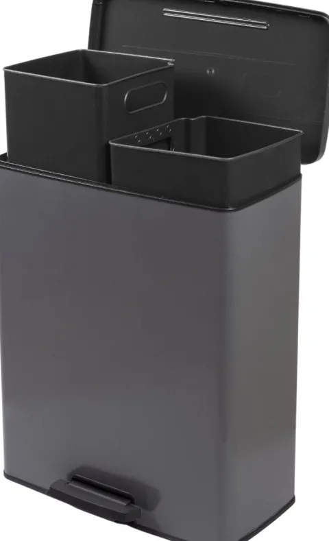 Curver Deco Bin Duo Mülleimer - 26L+ 26L - mit Pedal, cool grey