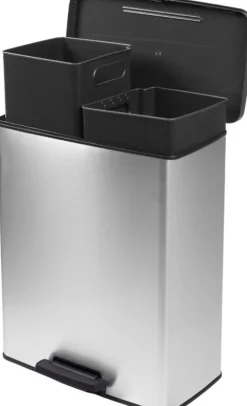Curver Deco Bin Duo Mülleimer - 26L+ 26L - mit Pedal, metallic