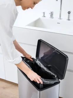Curver Deco Bin Mülleimer - 65L- mit Pedal - metallic