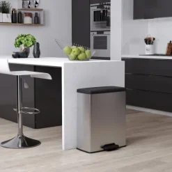 Curver Deco Bin Mülleimer - 65L- mit Pedal - metallic