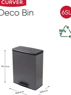 Curver Deco Bin Mülleimer - 65L- mit Pedal - cool grey