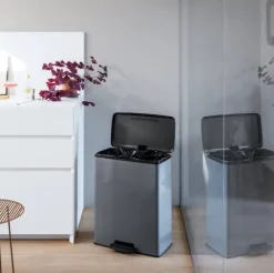 Curver Deco Bin Mülleimer - 65L- mit Pedal - cool grey