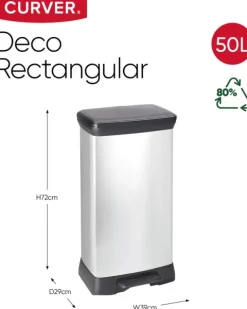 Curver Deco Bin Treteimer - 50L - Silber Metallic