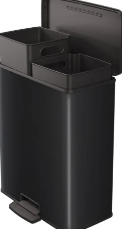 CURVER DECO DUO BIN Mülleimer, Kunststoff, Silber metallic, 2 x 26 L