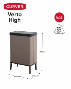Curver Verto High 54L Mülleimer mit Push Deckel