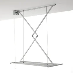Decken-Wäscheständer Foxydry Mini 128 cm aus Aluminium – seilzugbetrieben, platzsparend, Trockenlänge 9.6 m