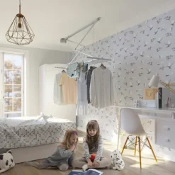 Decken-Wäscheständer Foxydry Mini 152 cm aus Aluminium – seilzugbetrieben, platzsparend, Trockenlänge 11.5 m