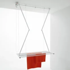 Decken-Wäscheständer Foxydry Mini 152 cm aus Aluminium – seilzugbetrieben, platzsparend, Trockenlänge 11.5 m