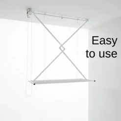 Decken-Wäscheständer Foxydry Mini 152 cm aus Aluminium – seilzugbetrieben, platzsparend, Trockenlänge 11.5 m