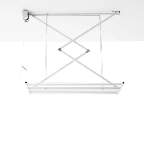 Decken-Wäscheständer Foxydry Mini 152 cm aus Aluminium – seilzugbetrieben, platzsparend, Trockenlänge 11.5 m