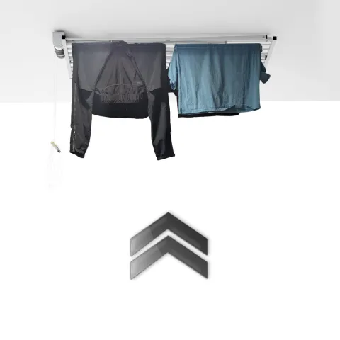 Decken-Wäscheständer Foxydry Mini 152 cm aus Aluminium – seilzugbetrieben, platzsparend, Trockenlänge 11.5 m
