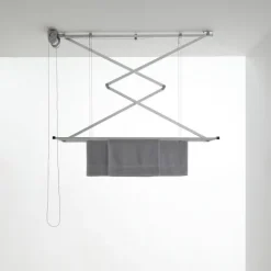 Decken-Wäscheständer Foxydry Mini 152 cm aus Aluminium – seilzugbetrieben, platzsparend, Trockenlänge 11.5 m