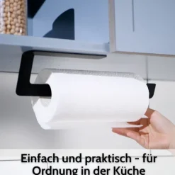 DEKAZIA® Küchenrollenhalter schwarz | Küchenrollenhalter ohne Bohren Küchenrollenhalter Wand Küchenpapierhalter Halter Küchenrolle Papierrollenhalter Küchenrollenhalter Edelstahl Kuchenrollenhalterung
