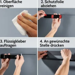 DEKAZIA® Küchenrollenhalter schwarz | Küchenrollenhalter ohne Bohren Küchenrollenhalter Wand Küchenpapierhalter Halter Küchenrolle Papierrollenhalter Küchenrollenhalter Edelstahl Kuchenrollenhalterung