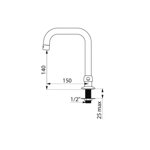 Delabie Schwenkauslauf D22 H140 L150mm