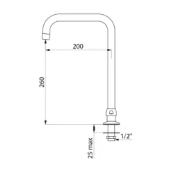 Delabie Schwenkauslauf D22 H260 L200mm