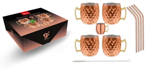 Diamond Moscow Mule Becher Set Kupfer