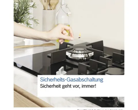 Domino Gaskochfeld Bosch 36 x 52,7 cm 2 Gasbrenner Glaskeramik-Oberfläche schwarz PRB3A6I40