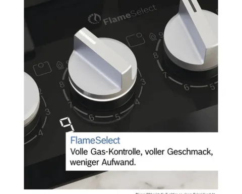 Domino Gaskochfeld Bosch 36 x 52,7 cm 2 Gasbrenner Glaskeramik-Oberfläche schwarz PRB3A6I40