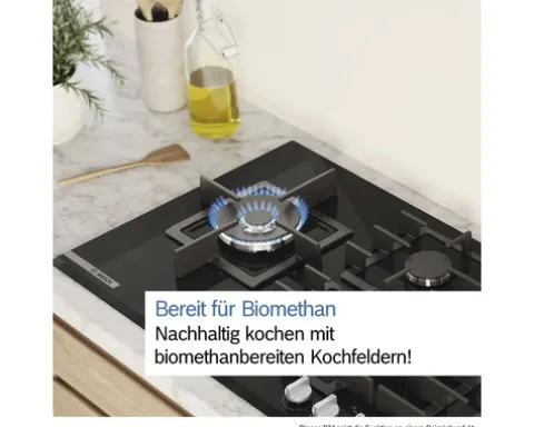 Domino Gaskochfeld Bosch 36 x 52,7 cm 2 Gasbrenner Glaskeramik-Oberfläche schwarz PRB3A6I40