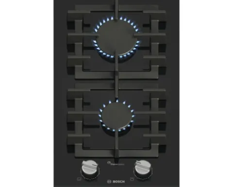 Domino Gaskochfeld Bosch 36 x 52,7 cm 2 Gasbrenner Glaskeramik-Oberfläche schwarz PRB3A6I40