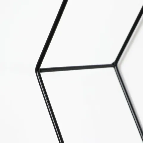 Dreifaches sechseckiges Wandregal aus Metall mit 3 Holzböden – 40,5 x 41 cm – Schwarz
