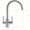 Drei-Wege-Wasserhahn aus Edelstahl mit Wasserfilteranschluss.