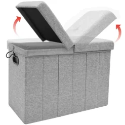 DuneDesign 85 Liter Wäschekorb mit Deckel & Wäschesack - 62x31 Wäschekorb mit Sitzfunktion - Faltbarer Laundry Organizer Wäschekorb Hocker Wäschesammler mit Deckel Wäschekorb Schlafzimmer Wäsche Truhe
