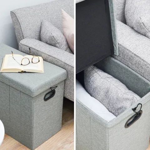 DuneDesign 85 Liter Wäschekorb mit Deckel & Wäschesack - 62x31 Wäschekorb mit Sitzfunktion - Faltbarer Laundry Organizer Wäschekorb Hocker Wäschesammler mit Deckel Wäschekorb Schlafzimmer Wäsche Truhe