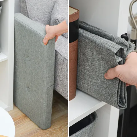 DuneDesign 85 Liter Wäschekorb mit Deckel & Wäschesack - 62x31 Wäschekorb mit Sitzfunktion - Faltbarer Laundry Organizer Wäschekorb Hocker Wäschesammler mit Deckel Wäschekorb Schlafzimmer Wäsche Truhe