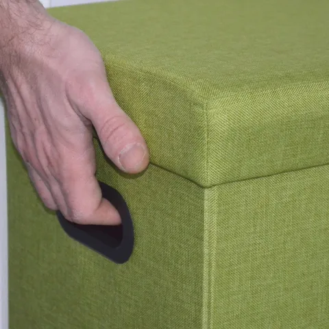 DuneDesign Faltbarer Wäschekorb 70L Wäschetruhe mit Deckel Wäschebox mit Griffen Wäschesammler Leinen-Optik Grün