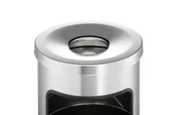 Durable 333223 Papierkorb Metall mit Ascher Safe, selbstlöschender Standaschenbecher mit 17l Mülleimer und 2l Ascher, silber