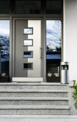 Durable 333223 Papierkorb Metall mit Ascher Safe, selbstlöschender Standaschenbecher mit 17l Mülleimer und 2l Ascher, silber