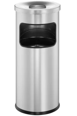 Durable 333223 Papierkorb Metall mit Ascher Safe, selbstlöschender Standaschenbecher mit 17l Mülleimer und 2l Ascher, silber