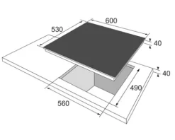 Edelstahl Kochmulde Amica 60 x 53 cm 4 Kochzonen KME 13139 E