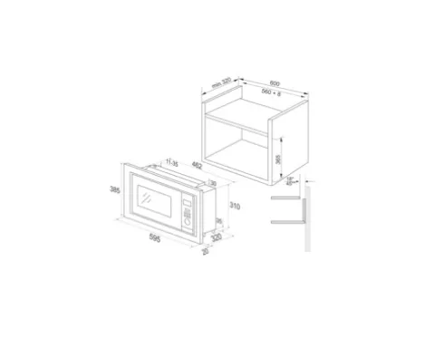 Einbau Mikrowelle Amica EMW 13180 E BxHxT 59,4 x 31,8 x 31,3 cm