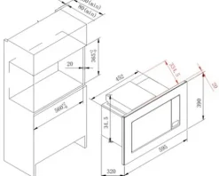 Einbau Mikrowelle PKM MW800.8-20G-EB BxHxT 59,5 x 39 x 34 cm