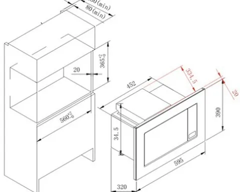 Einbau Mikrowelle PKM MW800.8-20G-EB BxHxT 59,5 x 39 x 34 cm