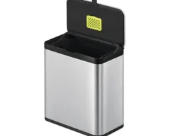 EKO Mülleimer mit Klappdeckel Biomülleimer Puro S Food 7 l edelstahl bürstfinish matt