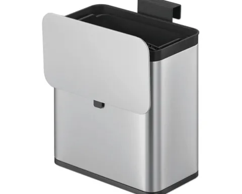 EKO Mülleimer mit Klappdeckel Biomülleimer Puro S Food 7 l edelstahl bürstfinish matt