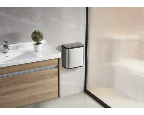 EKO Mülleimer mit Klappdeckel Biomülleimer Puro S Food 7 l edelstahl bürstfinish matt