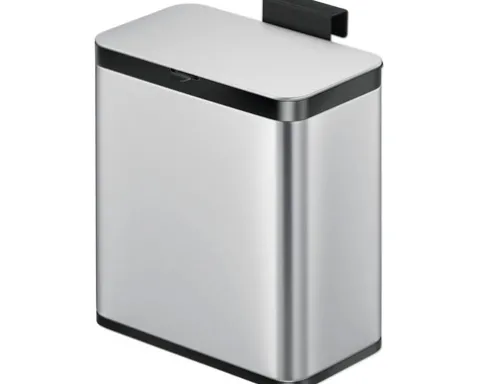 EKO Mülleimer mit Klappdeckel Biomülleimer Puro S Food 7 l edelstahl bürstfinish matt