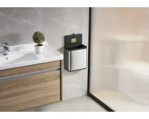 EKO Mülleimer mit Klappdeckel Biomülleimer Puro S Food 7 l edelstahl bürstfinish matt